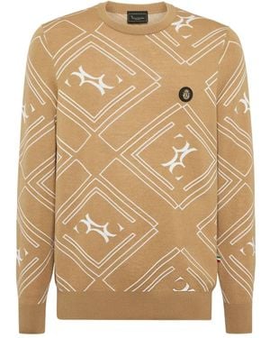 Billionaire Geometric-Pattern Wool Pullover - Natural