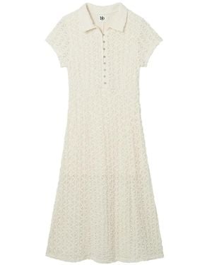 B+ AB Midi-Jurk Met Textuur En Knopen - Wit