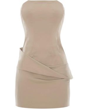 CuAnna Palermo Draped Strapless Mini Dress - Natural