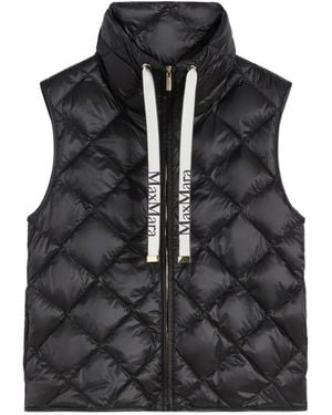 Max Mara Diamond-Patterned Water-Repellent Canvas Padded Gilet - Black