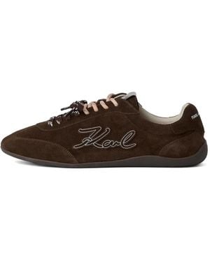 KARL LAGERFELD Altia Signia Embroidered Trainers - Brown