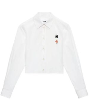 MSGM Logo-print cropped shirt - Weiß