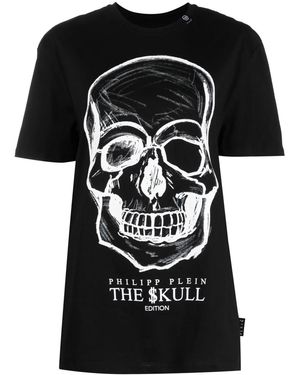 Philipp Plein Skull-Print Cotton T-Shirt - Black