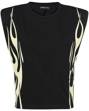 Vision Of Super Flame-print Sleeveless Top - ブラック