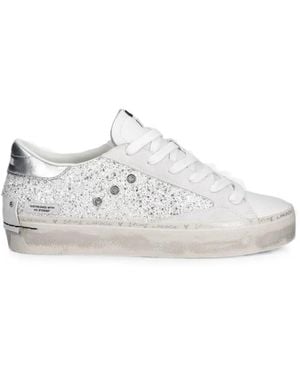 Crime London Glitter-Embellished Leather Trainers - White