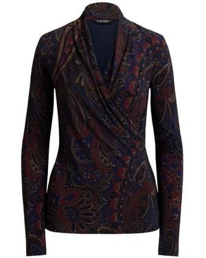 Ralph Lauren Paisley-Print Wrap-Style Top - Blue