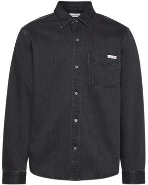 Calvin Klein Pocket Long-Sleeve Denim Shirt - Black