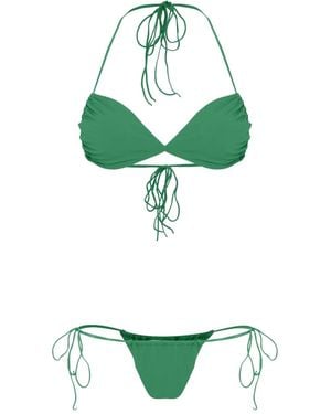 Amir Slama Triangle Tie-Fastening Bikini Set - Green