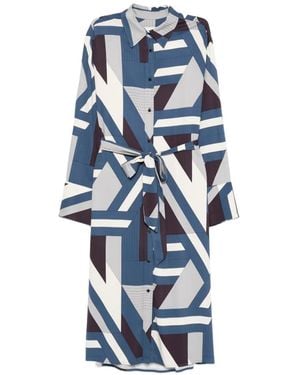 GANT Tie-Waist Patterned Midi Dress - Blue