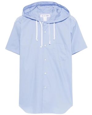 Comme des Garçons Hooded Stripe-Pattern Shirt - Blue