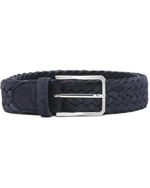 Canali Braided Leather Belt - White