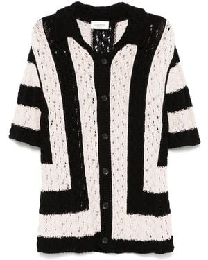 Laneus Crochet-Knit Shirt - Black
