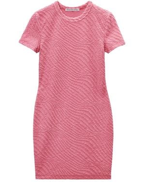Alexander Wang Short-Sleeve Logo-Embossed Dress - Pink