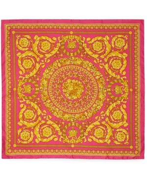 Versace Barocco-Print Silk Scarf - Orange