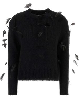 Jil Sander フェザーディテール セーター - ブラック