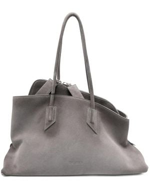The Attico La Passeggiata Medium Leather Shoulder Bag - Grey