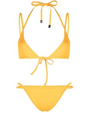 The Attico Strappy Triangle Bikini Set - Metallic