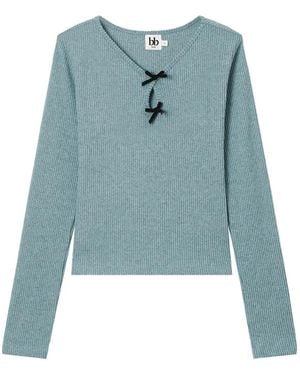 B+ AB Bow-Detail Ribbed-Knit Top - Blue