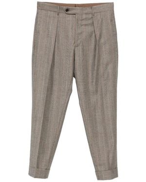 Berwich Check-Pattern Pleated Pants - Gray