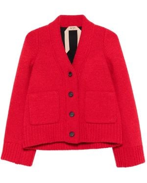 N°21 Button-Up Flap-Pocket Cardigan - Red