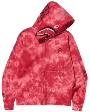 A Bathing Ape Shark Tie-Dye Hoodie - Red