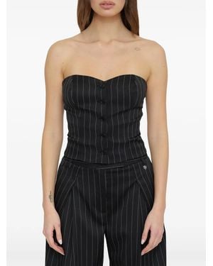 Aniye By Irina Pinstripe Button-Front Top - Black