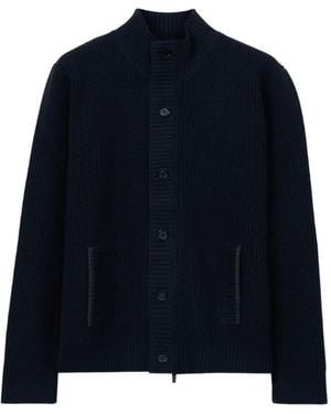 Maurizio Baldassari Waffle-Knit High-Neck Jacket - Blue