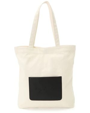 agnès b. Logo-Appliqué Canvas Tote Bag - White