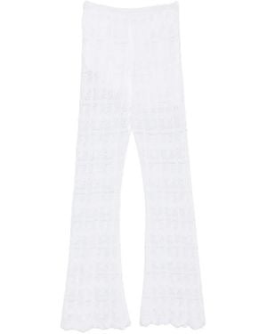 Liviana Conti Crochet-Knit Flared Trousers - White