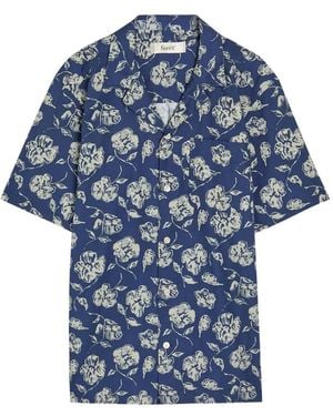 Forét Floral-Print Short-Sleeve Shirt - Blue