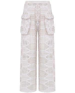 Amir Slama X Jade Picon Pocket Crochet Palazzo Trousers - White