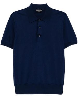Tom Ford Polo A Maniche Corte - Blu