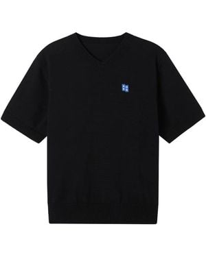 Adererror V-Neck Logo-Patch T-Shirt - Black