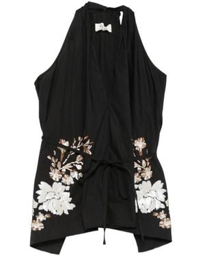 Psophia Floral Halterneck Top - Black