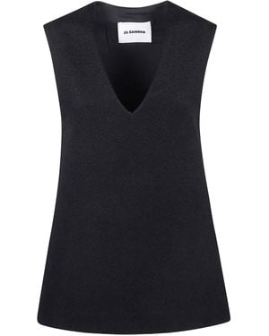 Jil Sander Vネック タンクトップ - ブラック