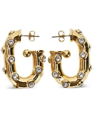 Rabanne Crystal Chunky Hoop Earrings - Metallic