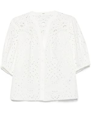 Ba&sh Top Beatrice Con Ricamo E Maniche A Palloncino - Bianco