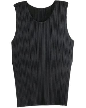 Pleats Please Issey Miyake Haut Plissé À Design Sans Manches - Black
