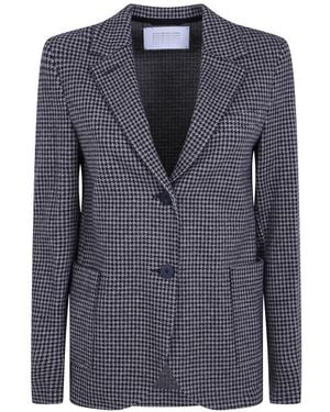 Harris Wharf London Houndstooth-Pattern Wool Blazer - Blue