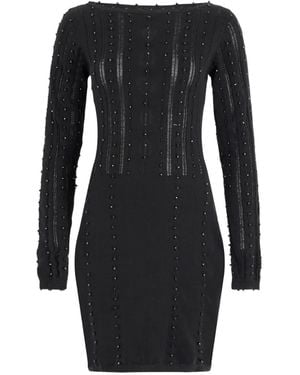 John Richmond Bead-Embellished Open-Knit Mini Dress - Black
