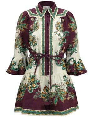 ALÉMAIS Ruthie Paisley-Print Linen Mini Dress - Red