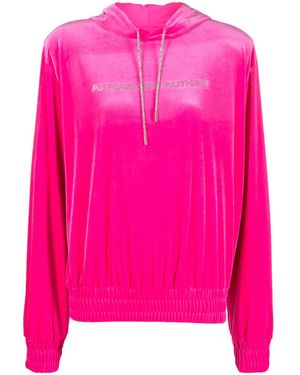 Alexandre Vauthier Logo-Appliqué Velvet Hoodie - Pink