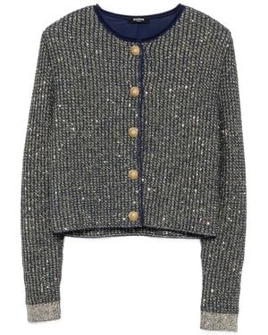 Balmain Cárdigan De Tweed Con Purpurina - Gris