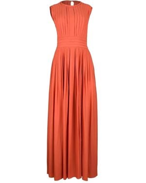 Giambattista Valli Pleated Full Skirt Maxi Dress - Red