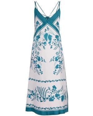 Erdem Floral-Print Silk-Twill Dress - Blue
