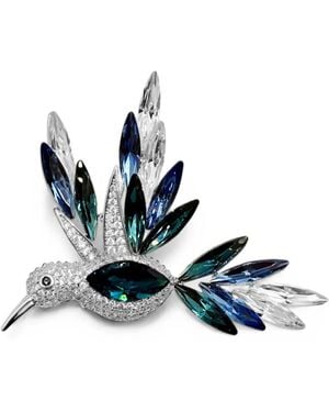 Hzmer Jewelry Neel Crystal-Embellished Bird Brooch - Blue