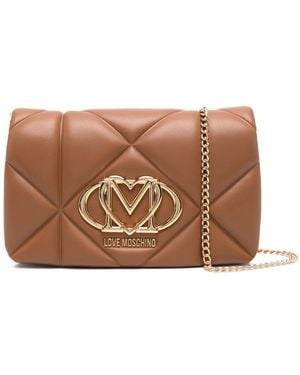 Love Moschino Small Logo-Plaque Shoulder Bag - Brown