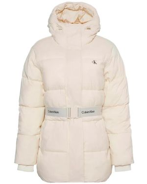 Calvin Klein Plumífero Con Capucha - Blanco