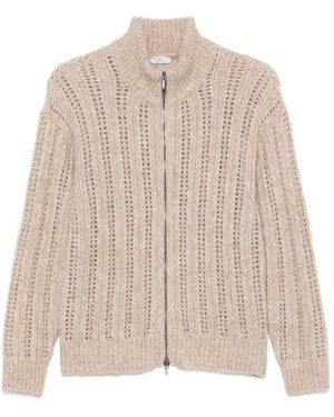 Peserico Open-Knit Zip-Up Cardigan - Natural