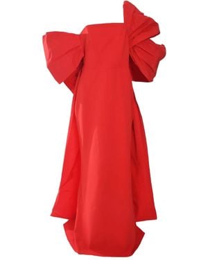 Marchesa Abito Drappeggiato - Rosso